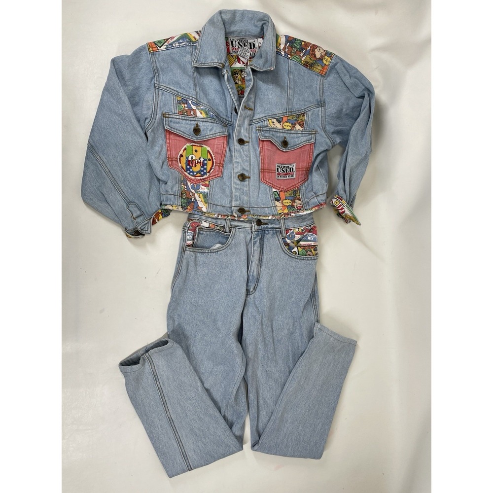 Get Used by Elie Classic Denim Outfit Jacket Jeans Womens S Vintage Street Wear